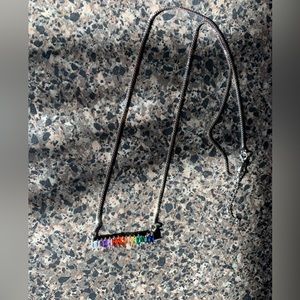 ❤️🧡💗💛💚💙💜Beautiful Rainbow Chakra Necklace. Silver colored chain/metal.
